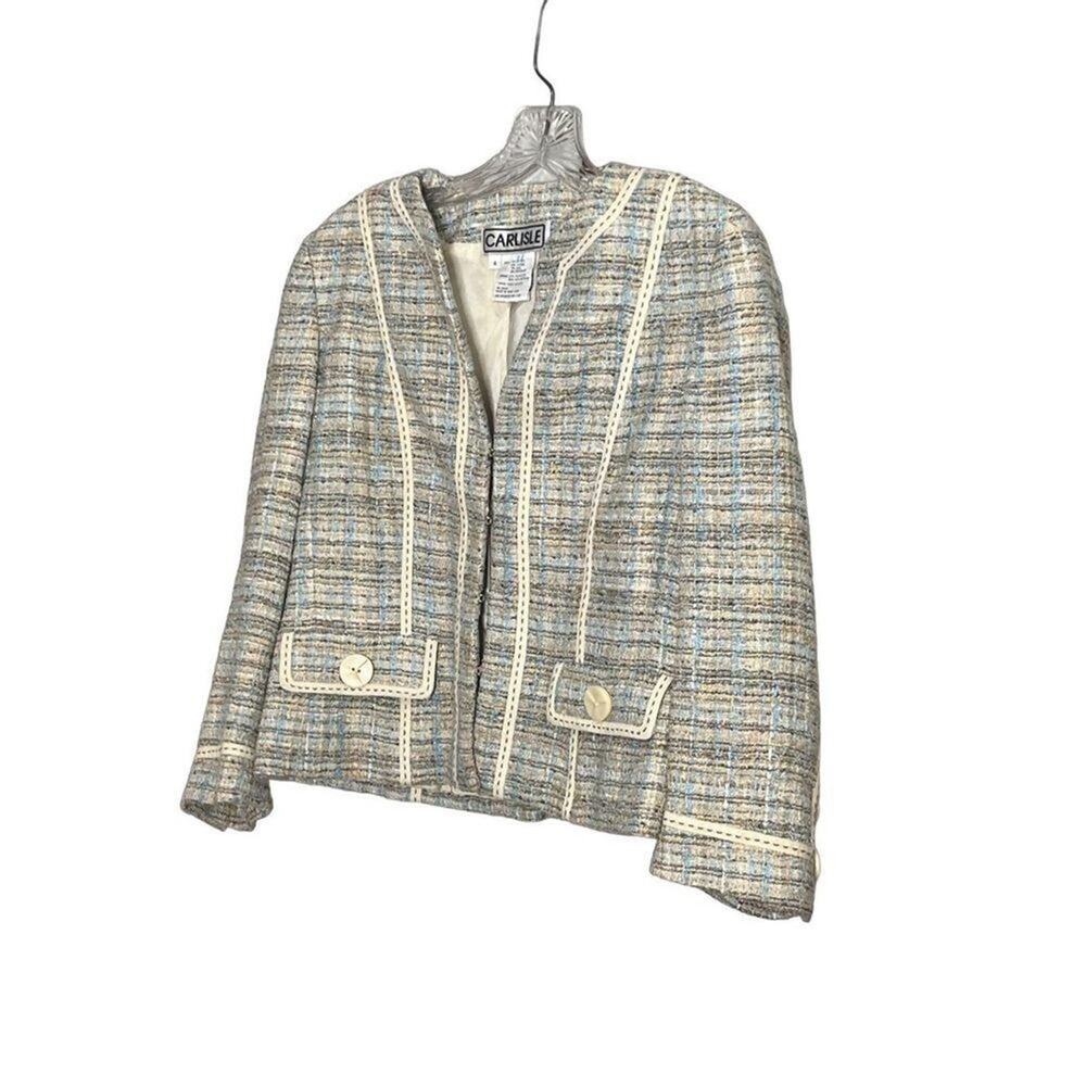CARLISLE TWEED BIG BUTTON BLAZER SIZE 4